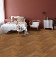 Heartwood Oak Herringbone Brandy Brushed and Matt Lacquered
